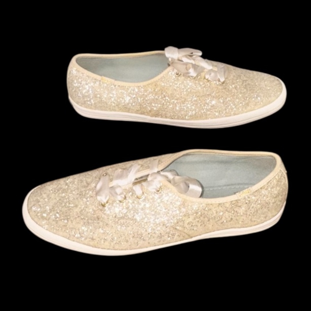 KATE SPADE gold glitter KEDS women’s sneakers TENNIS SHOES size 9.5 - Picture 6 of 17